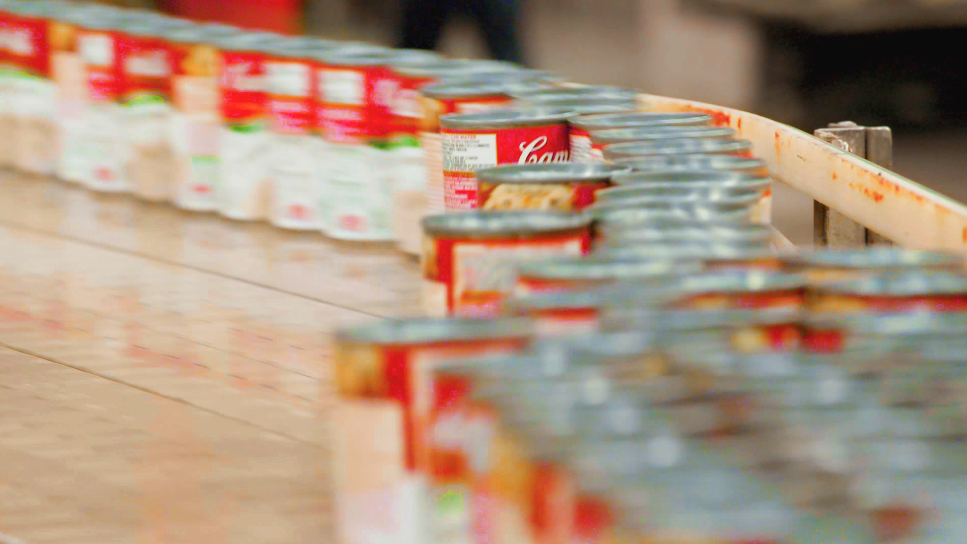 campbell cans on manufacturing line|Social distance message on the walls of our Maxton