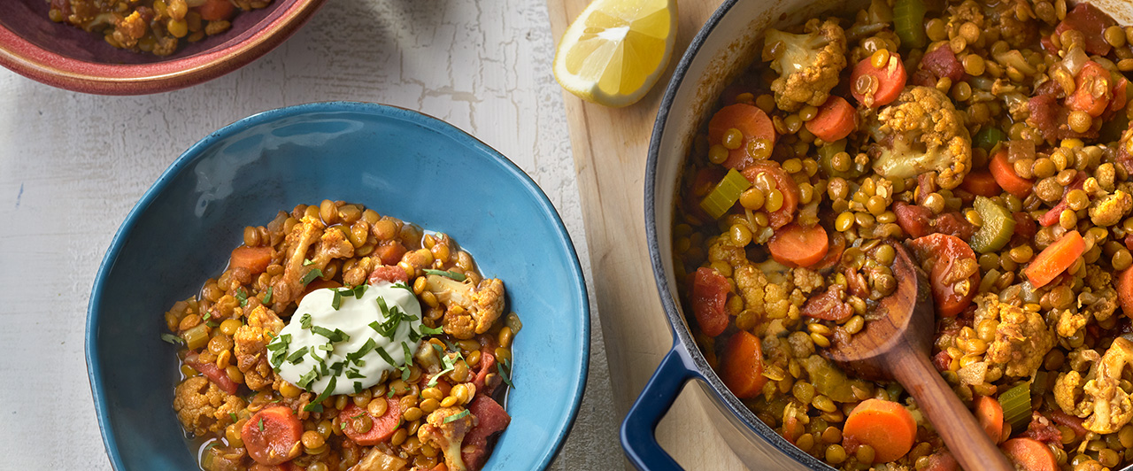 cauliflower lentil stew