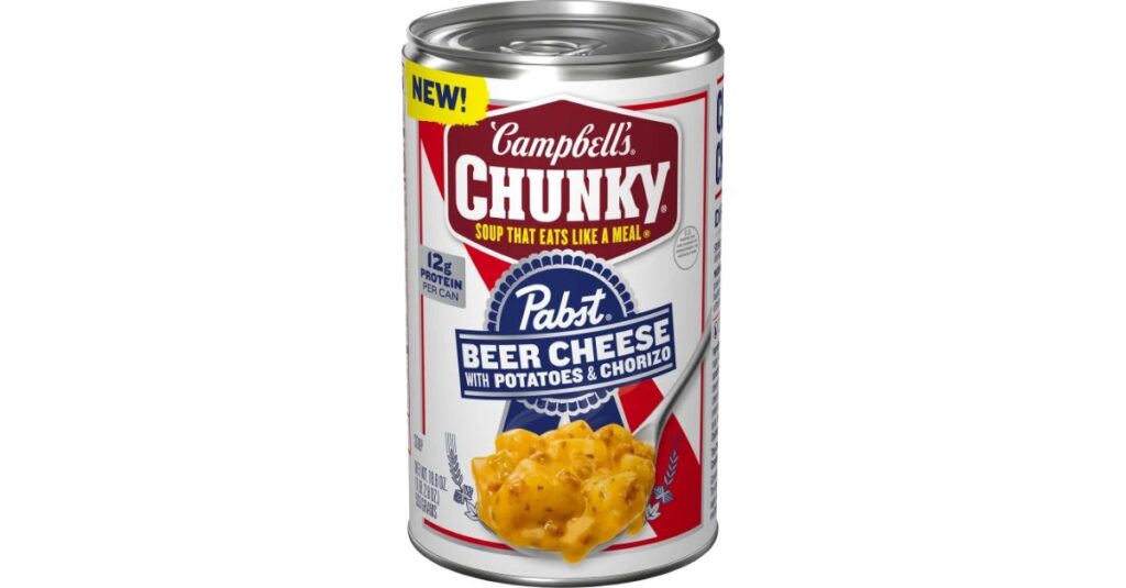 Campbell's Chunky x Pabst Blue Ribbon Beer Cheese with Potatoes & Chorizo Soup 