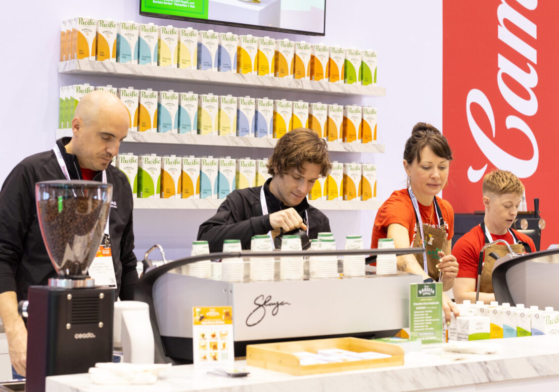 The Pacific Barista Series team prepares samples for attendees at the National Restaurant Association Show 2026