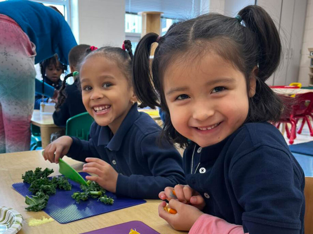 Students sampling fruits and vegetables through the Full Futures program.